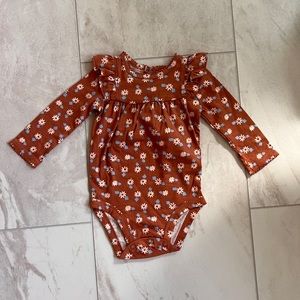 Carters brown floral long sleeve baby girl bodysuit size 6months